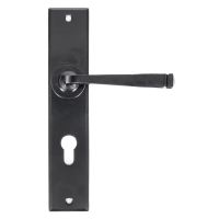 The Ravenscroft Black Lever Euro Lock Set Shown from the Front on a White Background