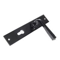 The Ravenscroft Black Lever Euro Lock Set Shown Lying on its Side on a White Background