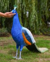 The Sandringham Cast Aluminium Peacock Garden Sculpture Show with Hand in Shot for Scale