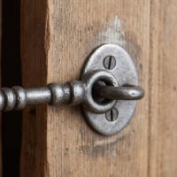 The Shed Cabin Hook and Eye in Cast Antique Iron - 100mm Showing a Close up of the Hook Attachment - Digital Illustration