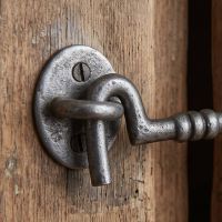 The Shed Cabin Hook and Eye in Cast Antique Iron - 100mm Showing a Close up of the Hook - Digital Illustration