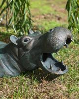 The Small Zambezi Submerged Hippo Garden Sculpture Showing a Close up of the Head from the Side