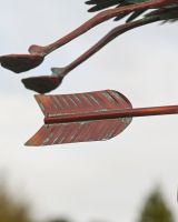 The Soaring Heron Verdigris Copper Weathervane Showing a Close up of the Back of the Arrow
