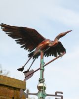 The Soaring Heron Verdigris Copper Weathervane Shown from Underneath
