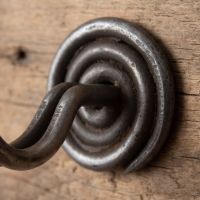The Spiral Wire Cup Hook in Antique Iron - 50mm Showing a Close up of the Spiral Backplate - Digital Illustration
