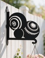 The Steel Bowls Collection Hanging Basket Bracket on a White Fence Surrounded by Flowers - Digital Illustration