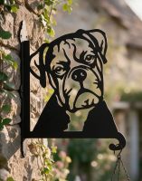 The Steel Boxer Dog Head Hanging Basket Bracket on a Farm House Exterior Wall - Digital Illustration