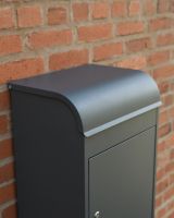 The "Titan" Medium Wall Mounted Parcel Box Steel in Grey Showing the Lid from Above