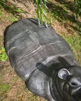The Zambezi Submerged Hippo Garden Sculpture Showing the Detailing on the Back of the Sculpture