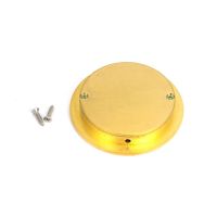 The75mm Classic Round Flush Pull Handle in Polished Brass Shown from Behind with Supplied Screws