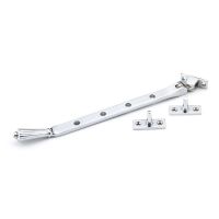 The 10 Inch Polished Chrome Georgian Reeded Casement Window Stay on a White Background