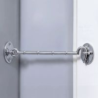 The 12" Bright Chrome Cabin Hooks Loose Ring Type Holding a Door Open in a Modern Home - Digital Illustration