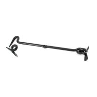 The 12 Inch Forged Iron Cabin Hook in a Black Finish on a White Background The 12 Inch Forged Iron Cabin Hook in a Black Finish on a White Background