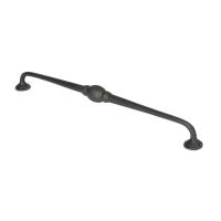 The 13.5" Hand-Hammered D Pull Handle in Beeswax Shown Upright on a White Background