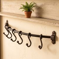 The 16" Antique Iron Hook Rack in a Country Home Mounted on a Wall - Digital Illustration 