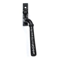 The 16mm Hammered Black Espagnolette Window Handle - Right Hand Version on a White Background Shown Front on