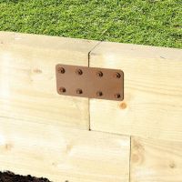 The 170mm Brown Railway Sleeper Straight Joining Plate Displayed Supporting the Join Between Large Wooden Sleepers 