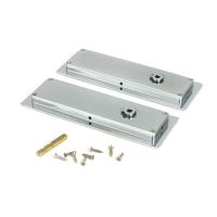 The 175mm Art Deco Rectangular Sliding Pocket Door Privacy Set in Polished Chrome Showing the Handles from Behind with Supplied Spindle and Screws