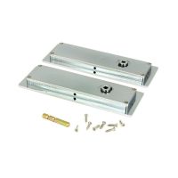 The 175mm Classic Rectangular Sliding Pocket Door Privacy Set in Polished Chrome Shown from Behind with Supplied Spindle and Screws