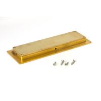 The 175mm Plain Rectangular Flush Pull Handle in Polished Brass Shown from Behind with Supplied Screws The 175mm Plain Rectangular Flush Pull Handle in Polished Brass Shown from Behind with Supplied Screws