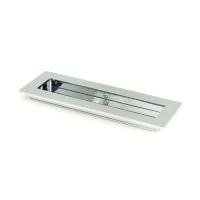 The 175mm Plain Rectangular Flush Pull Handle in Polished Chrome Shown at an Angle on a White Background
