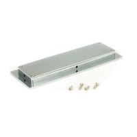 The 175mm Plain Rectangular Flush Pull Handle in Polished Chrome Shown from behind on a White Background with Supplied Fitting Screws