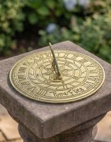 The 200mm Polished Brass "Time Flies" Sundial Mounted on a Pillar in a Beautiful Heritage Garden - Digital Illustration The 200mm Polished Brass "Time Flies" Sundial Mounted on a Pillar in a Beautiful Heritage Garden - Digital Illustration