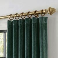 The "Acorn" Curtain Rod Finial Mounted on a Matching Curtain pole in a Contemporary Living Room - Digital Illustration 
