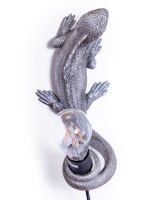 The "Arboreal Guardian" Iguana Wall Light in Silver Shown Face on whilst on a White Background 