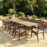 The "Attingham Grand" 12-Seater Outdoor Dining Set - Antique Copper Digital Illustration