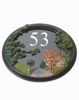 The "Brushford Hill Cottage" Hand Painted Countryside House Sign on a White Background 