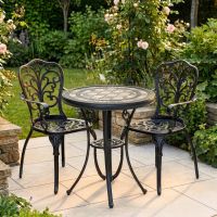 The "Charlotte" 2-Seater Outdoor Mosaic Bistro Set - Black Digital Illustration The "Charlotte" 2-Seater Outdoor Mosaic Bistro Set - Black Digital Illustration
