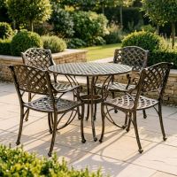 The "Chigwell" Circular 4-Seater Garden Dining Set - Brushed Gold Digital Illustration The "Chigwell" Circular 4-Seater Garden Dining Set - Brushed Gold Digital Illustration