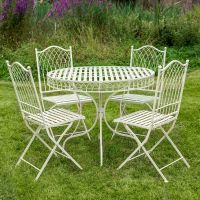 The "Easton" Cream 4-Seater Garden Dining Set in Situ on the Lawn in a Garden The "Easton" Cream 4-Seater Garden Dining Set in Situ on the Lawn in a Garden