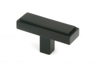 The "Emerson" Rectangular T-Bar Cabinet Pull Handle in a Matt Black Finish on a White Background Shown at an Angle