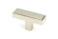 The "Emerson" Rectangular T-Bar Cabinet Pull Handle in a Polished Nickel Finish on a White Background Shown at an Angle