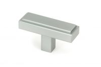The "Emerson" Rectangular T-Bar Cabinet Pull Handle in a Satin Chrome Finish on a White Background Shown at an Angle
