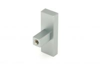 The "Emerson" Rectangular T-Bar Cabinet Pull Handle in a Satin Chrome Finish on a White Background Shown from Behind