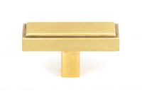 The "Emerson" Rectangular T-Bar Cabinet Pull Handle in an Aged Brass Finish on a White Background Shown Front on