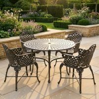 The "Giverny" 4-Seater Garden Dining Set - Antique Gold digital illustration