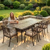 The "Goliath" 8-Seater Outdoor Dining Set - Antique Bronze digital illiustration scale