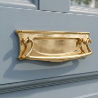 The "Kensington" Art Deco Style Horizontal Letter Plate Positioned on a Classic Grey Front Door - Digital Illustration The "Kensington" Art Deco Style Horizontal Letter Plate Positioned on a Classic Grey Front Door - Digital Illustration