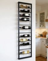 The "Ladder" Wall Mounted Wine Rack Mounted on a White Wall in a Modern Kitchen Interior - Digital Illustration