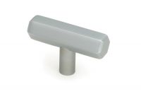 The "Lexington" Hex T-Bar Cabinet Handle in a Satin Chrome Finish on a White Background Displayed at an Angle 