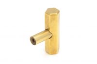 The "Lexington" Hex T-Bar Cabinet Handle in an Aged Brass Finish on a White Background Displayed from Behind