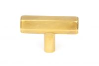 The "Lexington" Hex T-Bar Cabinet Handle in an Aged Brass Finish on a White Background Displayed Front On