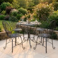 The "Maddie’s Picnic" 4-Seater Garden Dining Set - Midnight Black digital illustration and a dressed table The "Maddie’s Picnic" 4-Seater Garden Dining Set - Midnight Black digital illustration and a dressed table