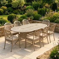 The "Marianne" 8-Seater Outdoor Dining Set - Antique Champagne digital illustration new