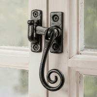 The "Netherby" Monkey Tail Casement Stay Fitted on a Handpainted White Window Frame - Digital Illustration