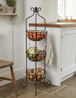 The "Provins" Black Vegetable Rack in a Traditional White Country Kitchen - Digital Illustration The "Provins" Black Vegetable Rack in a Traditional White Country Kitchen - Digital Illustration